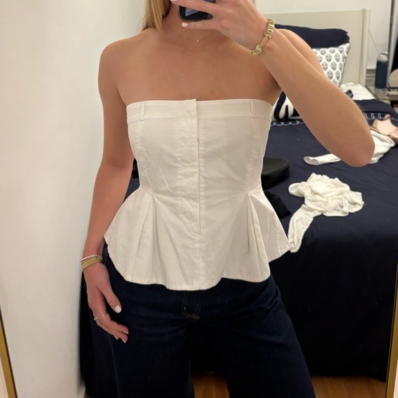 Zara Tops - White Strapless Peplum Top
